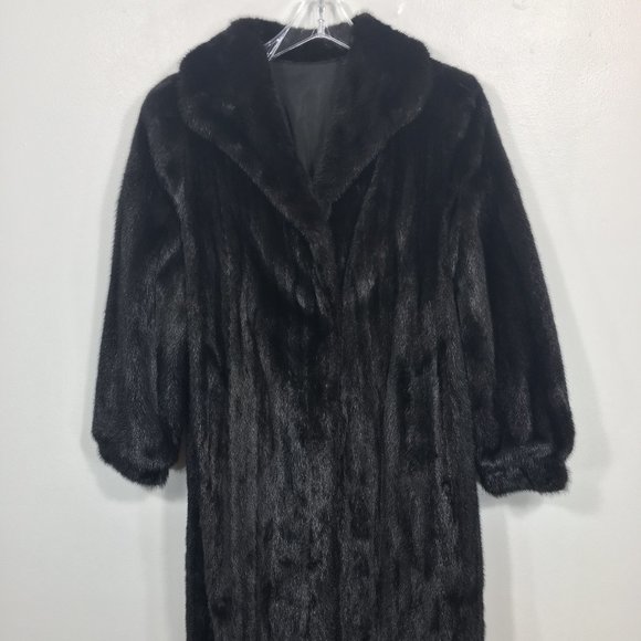 Classic MINK fur coat Jet Black Women's Small jacket 527